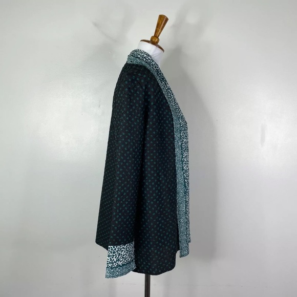 Chicos Travelers Crinkle Shirt Open Front Black Green Sz. 0 (Small) - Picture 4 of 11